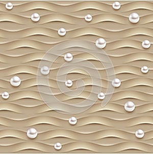 Seamless texture of sand waves with white pearls
