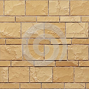 Seamless texture of sandstone yellow grunge brickwall. 3d render