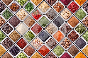 Seamless texture with spices and herbs