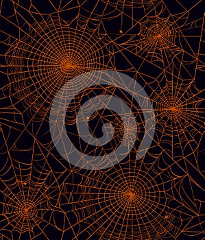 Seamless texture with a spider web and spiders