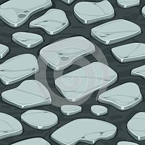 Seamless texture of stone in isometry. Gray Texture for the game background.