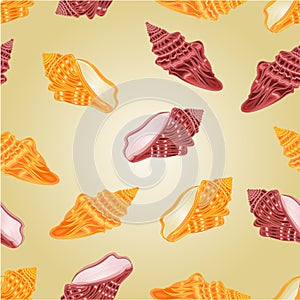 Seamless texture two sea shells vector Illustration