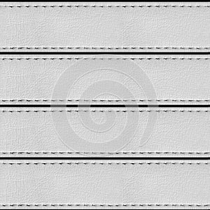 Seamless texture of white leather belt with stitches