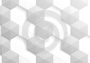 Abstract geometric white hexagon pattern with subtle shadows