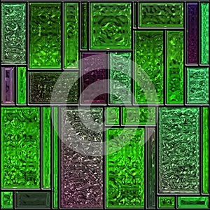 Seamless textured green stained glass panel