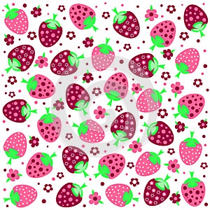Seamless textures with ornament of strawberries an