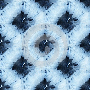 Seamless tie-dye pattern of indigo color on white silk