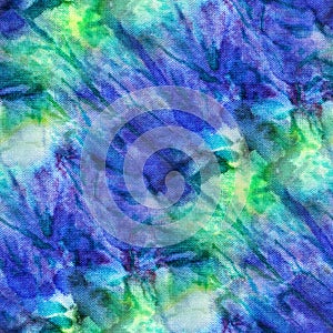 Seamless tie-dye pattern of indigo and green color on white silk