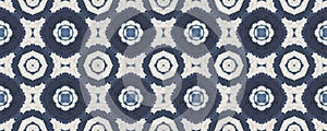 Seamless Tie and Dye Texture. Ethnic Pattern. Bohemian Floral Prints. Blue and white Boho Design. Abstract Textile Print. Indigo