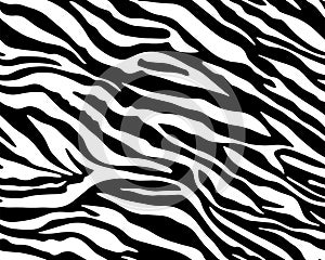 Seamless Tiger Zebra Pattern Textile Texture. Vector Background. Black and White Animal Skin for Women Dress Fabric Print