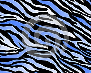 seamless tiger and zebra stripes animal skin pattern. Blue black white texture for textile fabric print