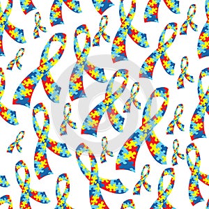 Seamless Tile Autism Ribbons