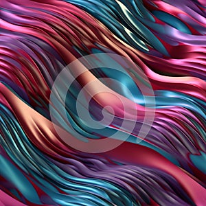 Seamless Tile of Colorful Metalic Wavy Abstract Background - Generative AI