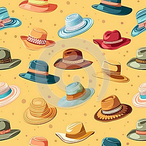 Seamless tile of stylish mens hats