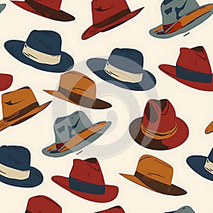 Seamless tile of stylish mens hats