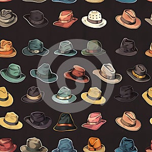 Seamless tile of stylish mens hats