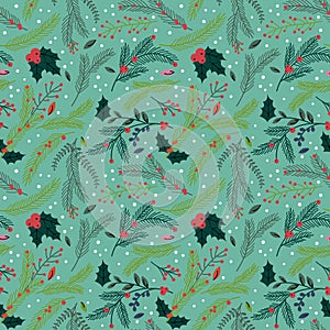 Seamless Tileable Christmas Holiday Floral Background Pattern