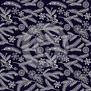 Seamless Tileable Christmas Holiday Floral Background Pattern