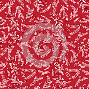 Seamless Tileable Christmas Holiday Floral Background Pattern