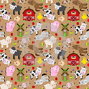 Seamless, Tileable Farm Animal and Barnyard Background