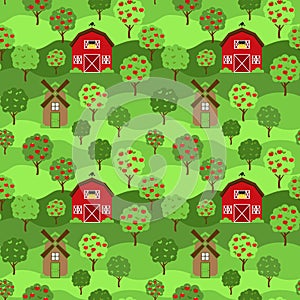 Seamless, Tileable Farm or Orchard Background