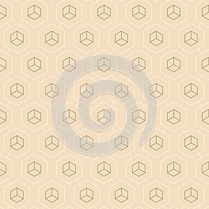 Seamless Tileable Graphic Cell, Lattice Texture. Continuous Ornament Vector Hexagon Print Pattern. Repetitive White Web, Design