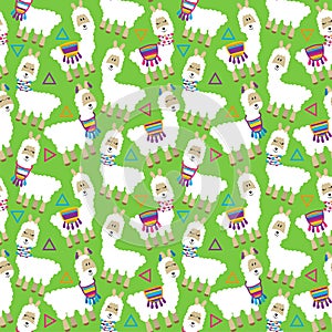 Seamless, Tileable Llama and Cactus Pattern