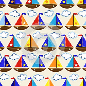 Seamless Tileable Nautical Themed Vector Background or Wallpaper