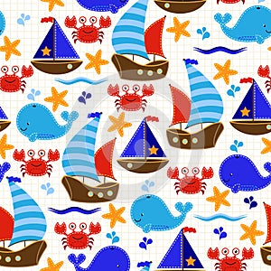 Seamless Tileable Nautical Themed Vector Background or Wallpaper