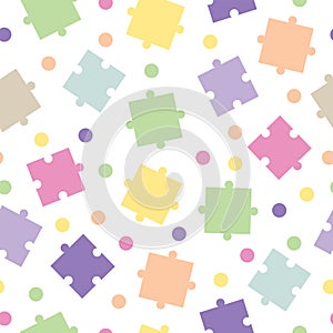 seamless tileable pattern with puzzle pieces vector in multiple colors