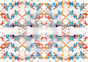 Seamless tileable pattern of shapes crossed in abstract style in white background. Generative AI