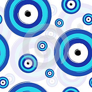 Seamless tileable texture with blue greek evil eye