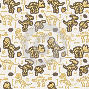 Seamless, Tileable Vector Pattern with Dinosaur Bones