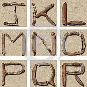 Seamless Tiling Driftwood Alphabet J - R