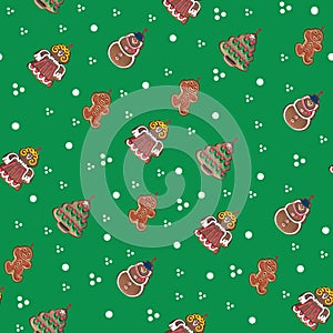 Seamless tiling gingerbread Christmas texture