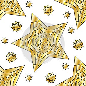 Seamless tiling golden star pattern