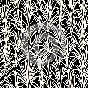 Seamless tiling pattern, Art Deco fronds