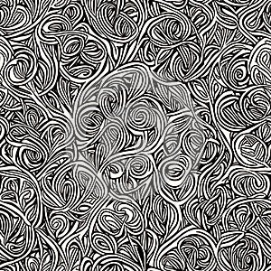 Seamless tiling pattern, vintage Art Nouveau swirls