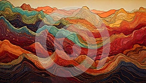 Seamless Topographic Map Pattern in Rust and Terracotta