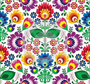 Seamless traditional floral polish pattern - ethnic background