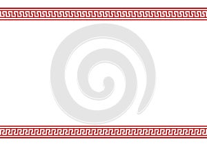 Seamless traditional pattern. Red Greek fret border.