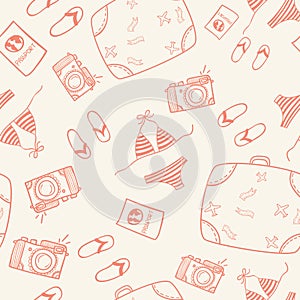 Seamless travel doodle pattern background