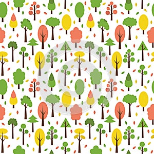 Seamless tree pattern in flat style. Cute background for your de