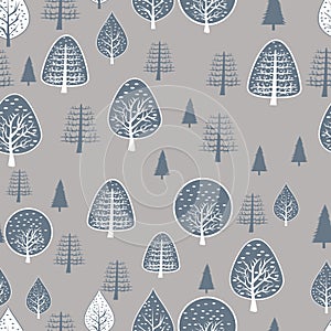 Seamless trees pattern design. Vector illustration decorative design