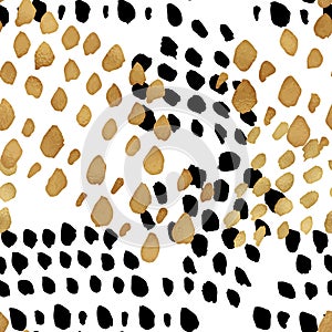 Seamless trendy blog background with handdrawn gold and black in