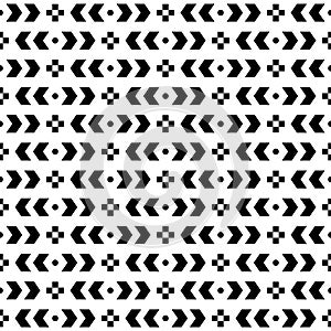 Seamless tribal black and white pattern. Ethnic vector ornament geometric wallpaper