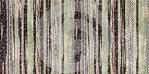 Seamless tribal ethnic stripe grungy border surface pattern design for print