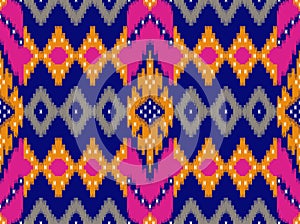 Seamless tribal pattern on blue background