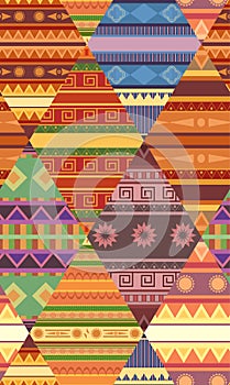 Seamless tribal pattern with native patterns. Patchwork blanket. Vector texture