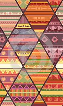 Seamless tribal pattern with native patterns. Patchwork blanket. Vector texture